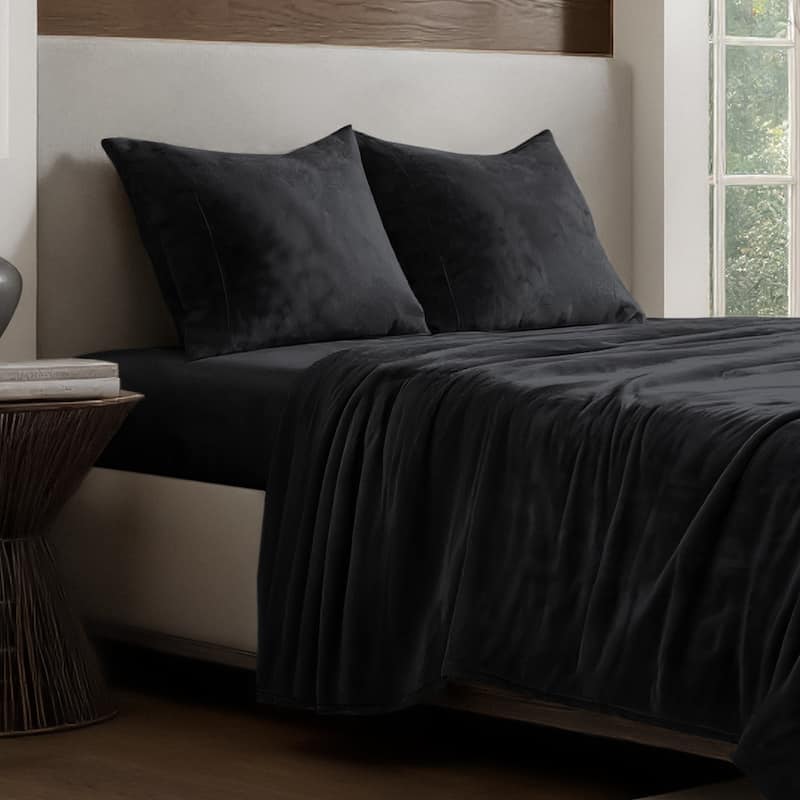 Bare Home Velvety Soft Microplush Sheet Set - King - Black