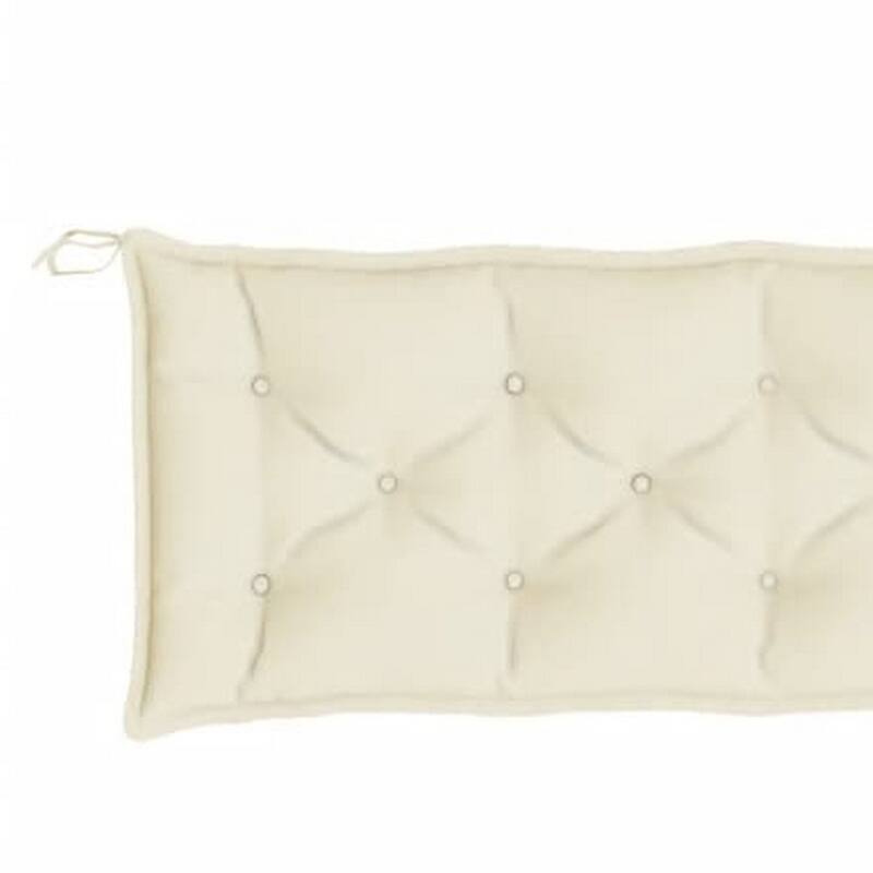 Outdoor Cushion for Bench, 79 Inch, Tufted Stitch White Oxford Fabric