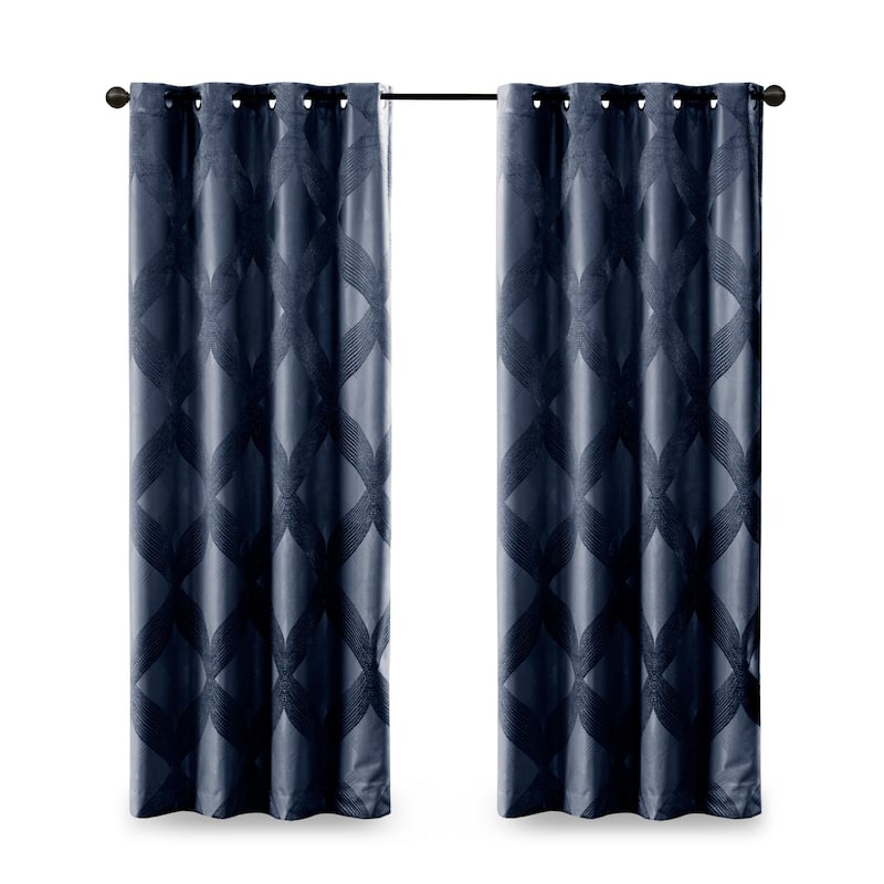 SunSmart Abel Ogee Knitted Jacquard Total Blackout Curtain Panel