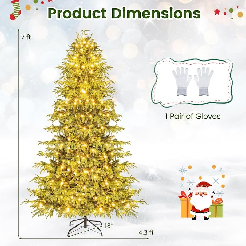 6/7/8 FT Pre-lit Artificial Christmas Tree Hinged Xmas Tree w/ Lights - 7 Foot