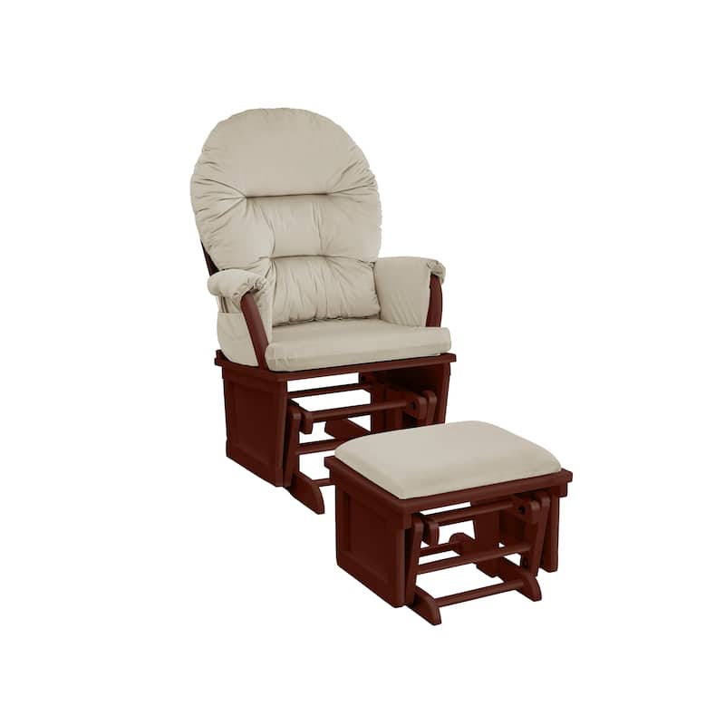 Madison Glider and Ottoman White Wood