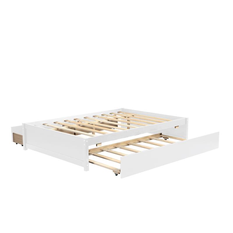 Full Bed With Twin Size Trundle and Two Drawers