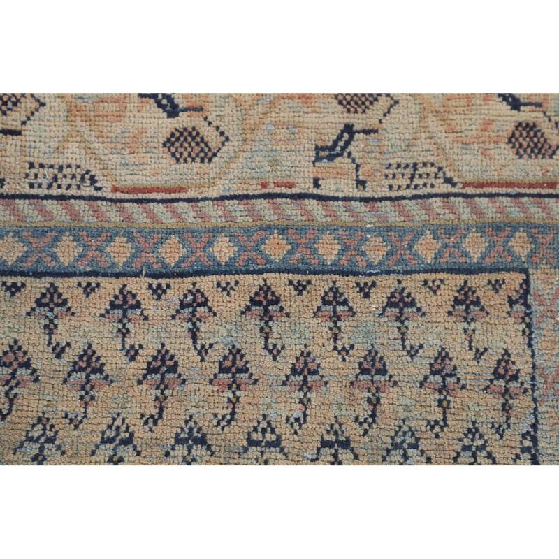 Geometric Botemir Persian Vintage Runner Rug Handmade Wool Carpet - 3'5" x 10'2"