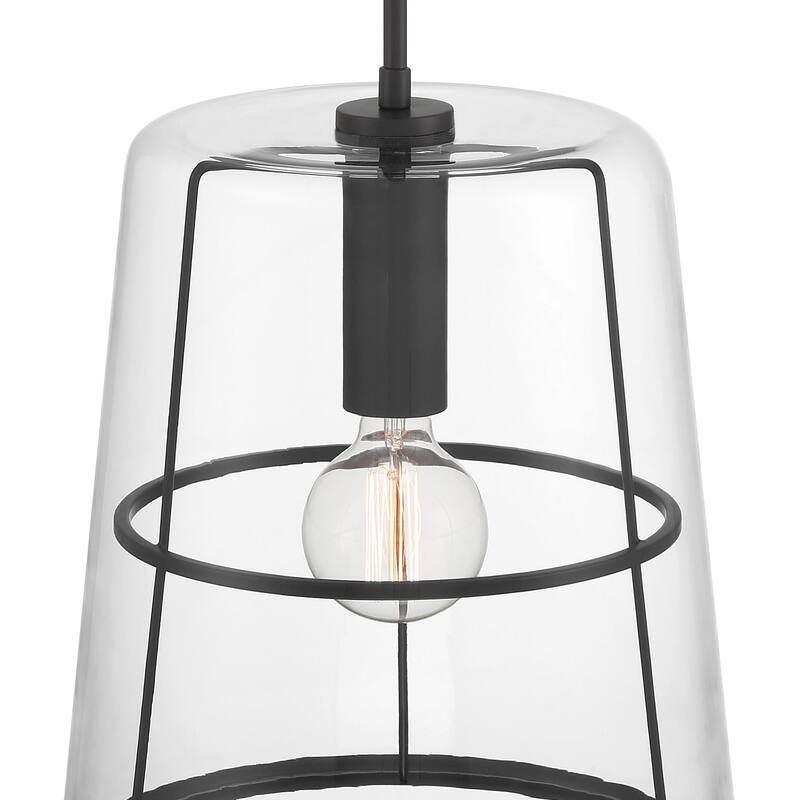Alonzo 14 in. 1-Light Matte Black Transitional Pendant Light