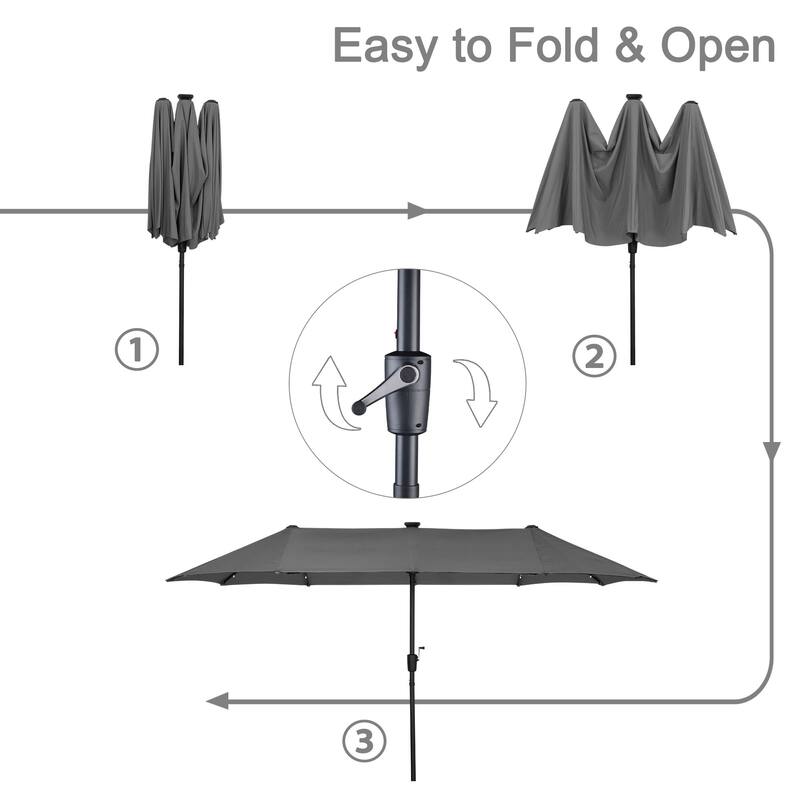 Autlaycil 13ft Extra Large Patio Umbrella with Solar Lights(Without Base)