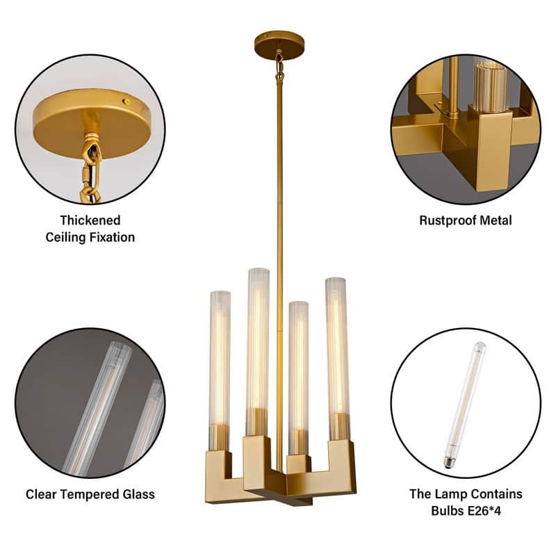 KAYLA 12-Light Candlestick Chandelier, Modern Chandelier with Glass Shade, Retangular Luxurious Ceiling Pendant Light