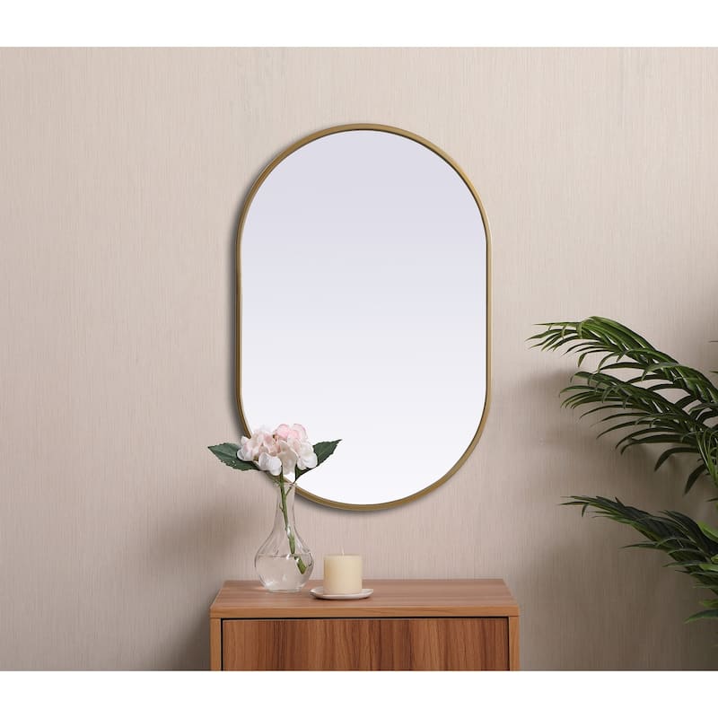 Indigo Home Metal Frame Oval Mirror 20x30 Inch
