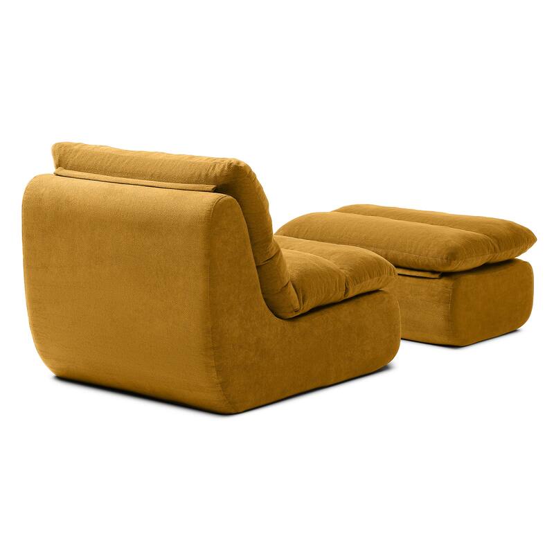 32"Bean Bag Chair with Ottoman, Big Chaise Lounge Chairs for Adults,Tufted Upholstered Lazy Sofa