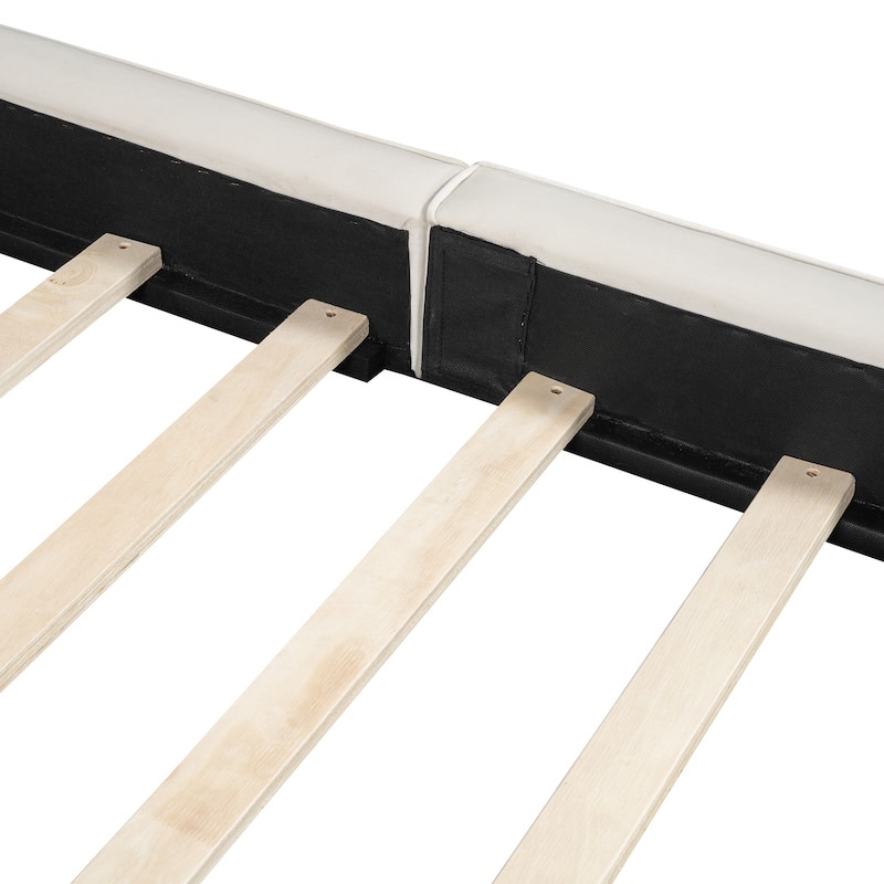 Elegant Queen Velvet Platform Bed, Grounded Design with Strong MDF Frame