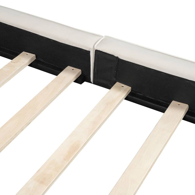 Queen Size Upholstered Platform Bed with Velvet Fabric and Solid Frame