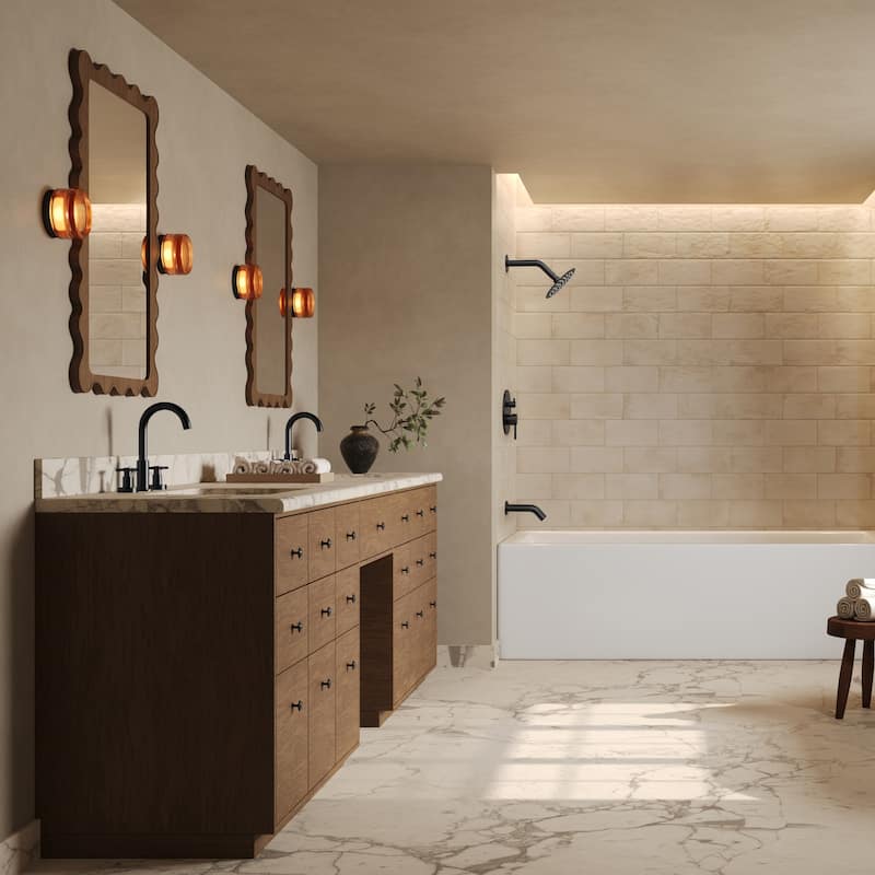 GRANDJOY Wall-Mount 2-Function Shower and Tub System with Pressure Balance Valve