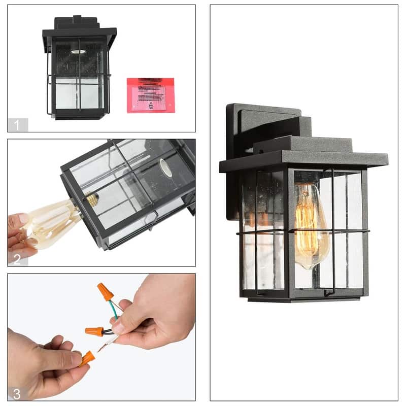 Bern Modern 1-light Glass Outdoor Wall Lantern Waterproof Sconces Lights - L6" x W7.5"x H11"