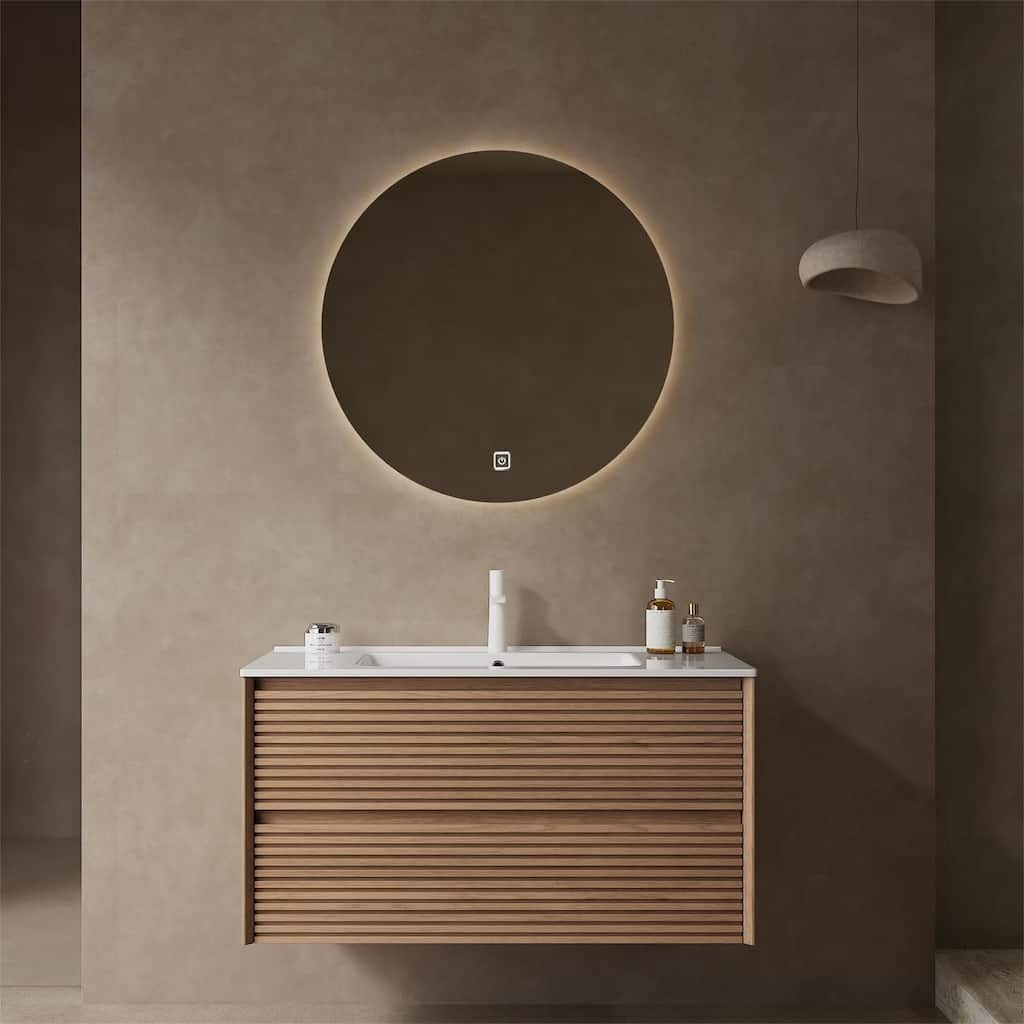 Wall-Mounted Bathroom Vanity Set with Integrated Ceramic Sink