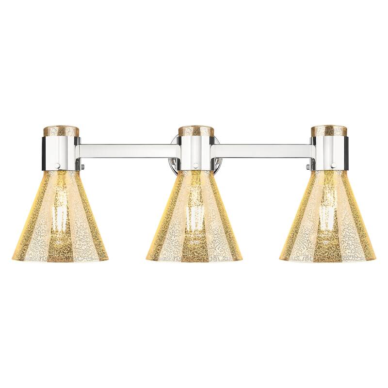 Innovations Lighting 464-3W-G464C-7ME Lawton Cone 3 Light 24" Wide - Polished Nickel