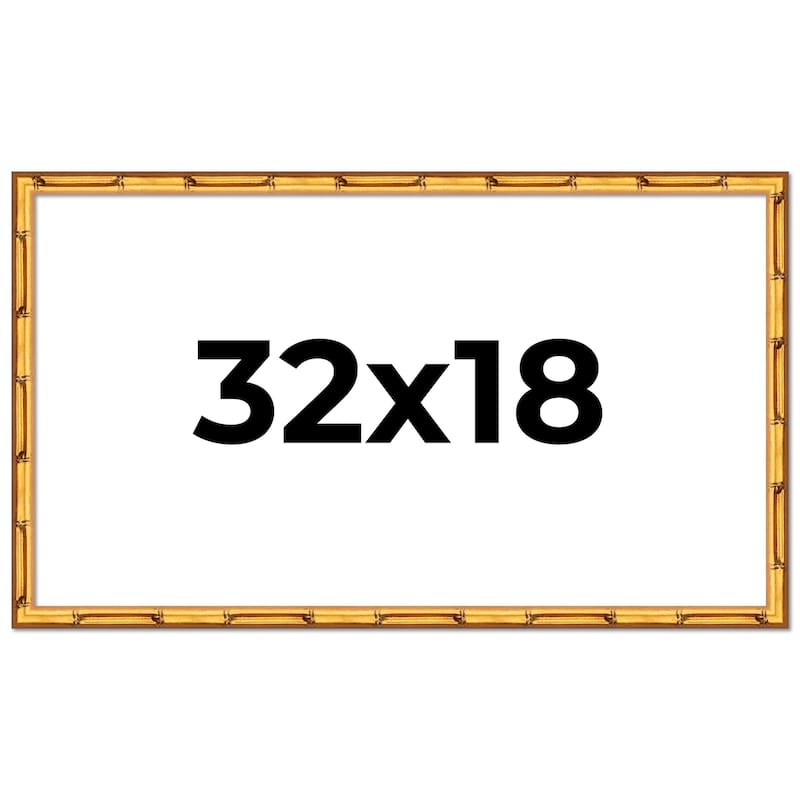 32x18 Frame Gold Bamboo Picture Frame Modern Photo Frame Includes UV Acrylic Shatter Guard Front Acid Free Foam Backing Board