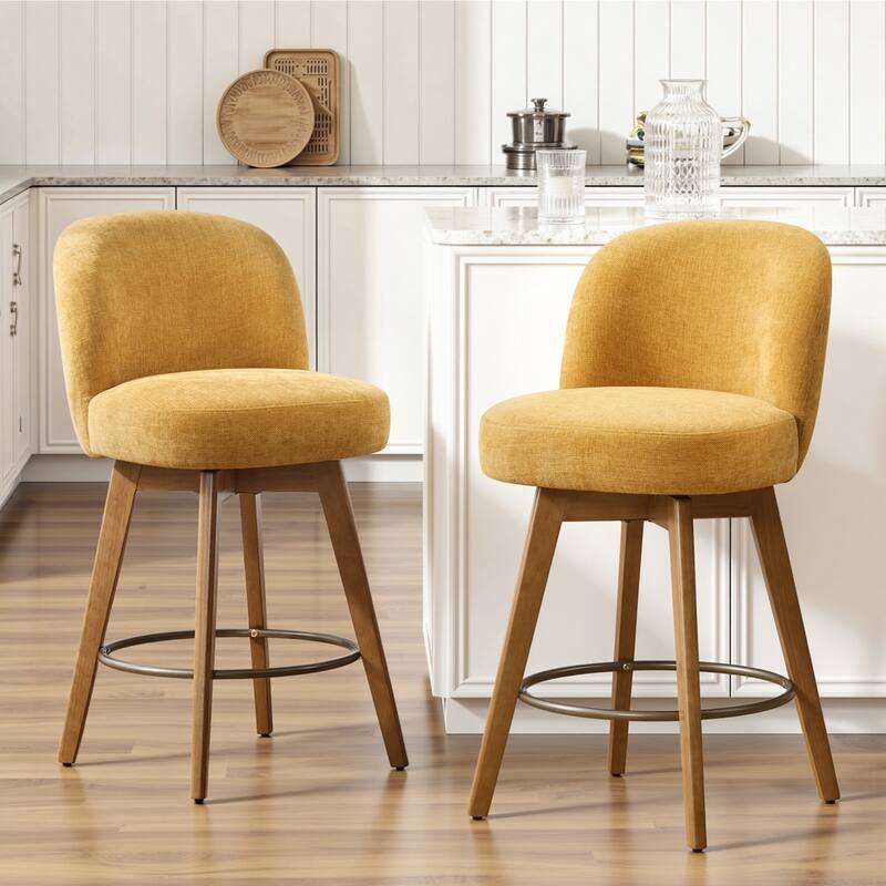 26" Upholstered Swivel Counter Stool With Solid Wood Frame - 37.8"H x 19.7"W x 23.2"D