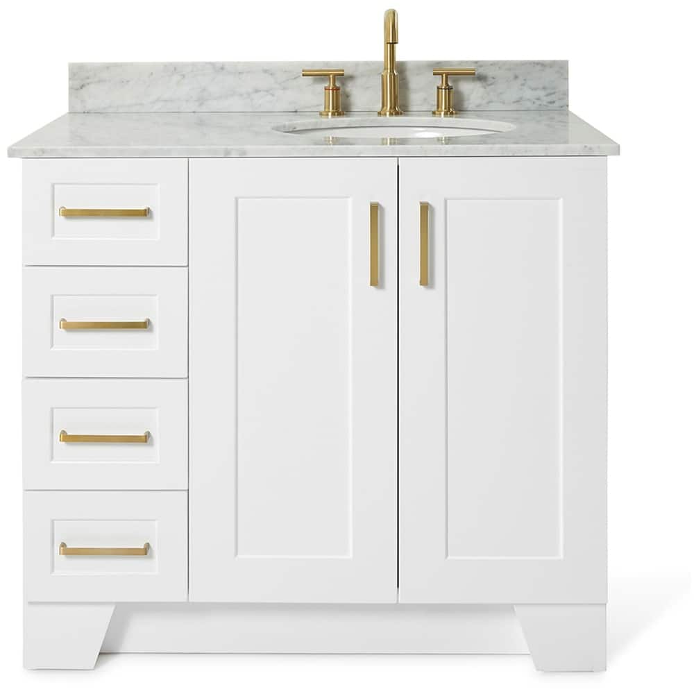 Ariel Q037SRCW2OVO Taylor 36" Thick Carrara Marble Vanity Top