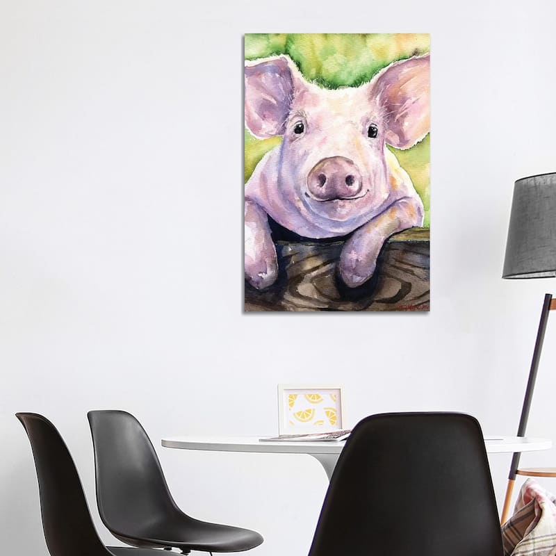 iCanvas "Smiling Pig" by George Dyachenko Canvas Print - 40x26x1.5