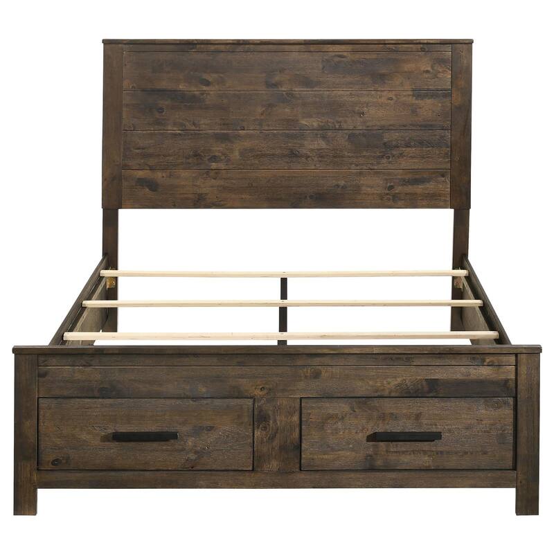 Queen Size Wood Storage Bed with 2 Footboard Drawers