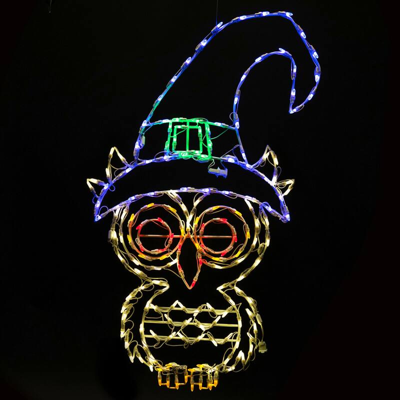 LED Lighted Witch Owl Outdoor Halloween Decoration - 45"