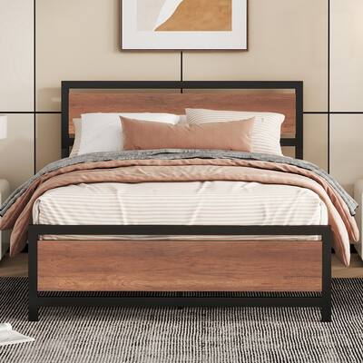 Full Size Platform Bed With Headboard and Footboard