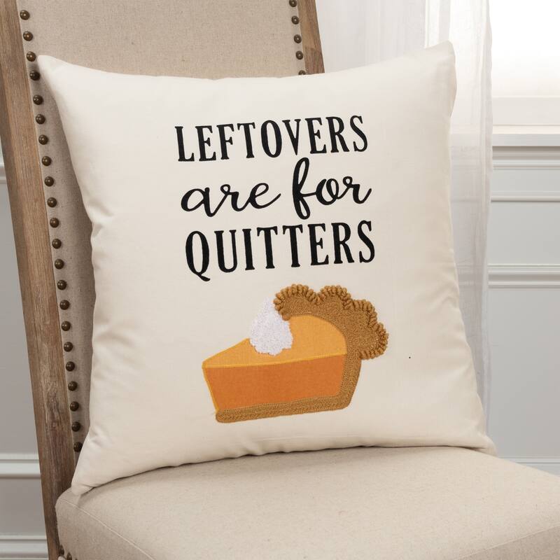 Rizzy Home Leftovers Are For Quitters Holiday Throw Pillow