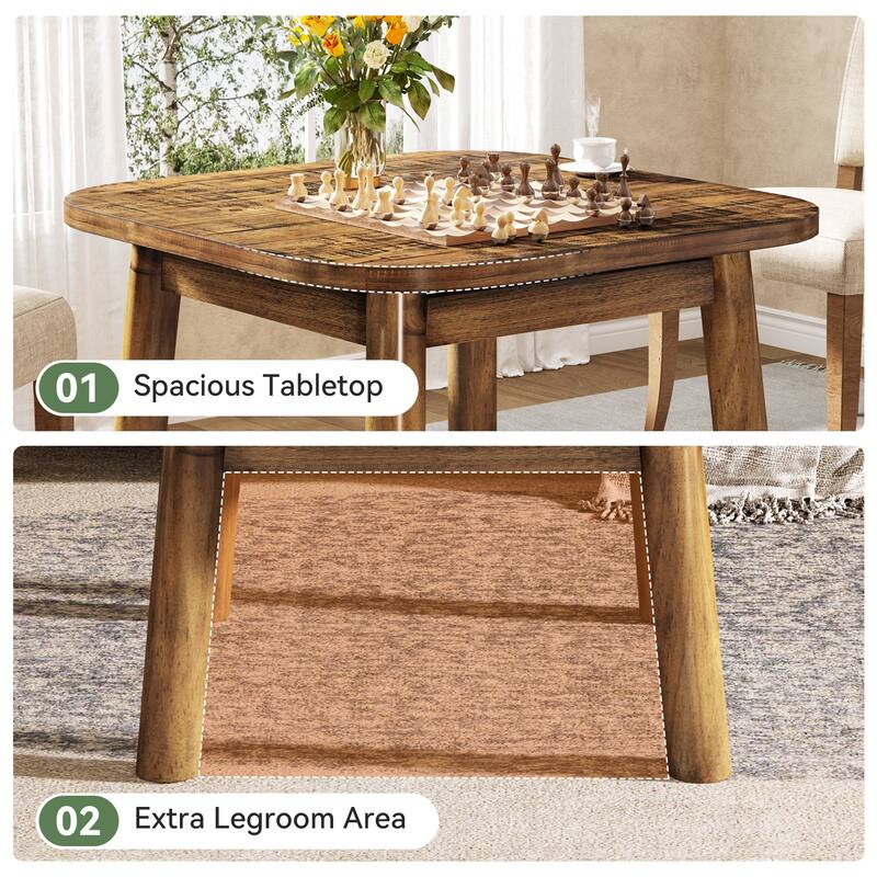 31.5-Inch Solid Wood Square Coffee Table with Rounded Corners