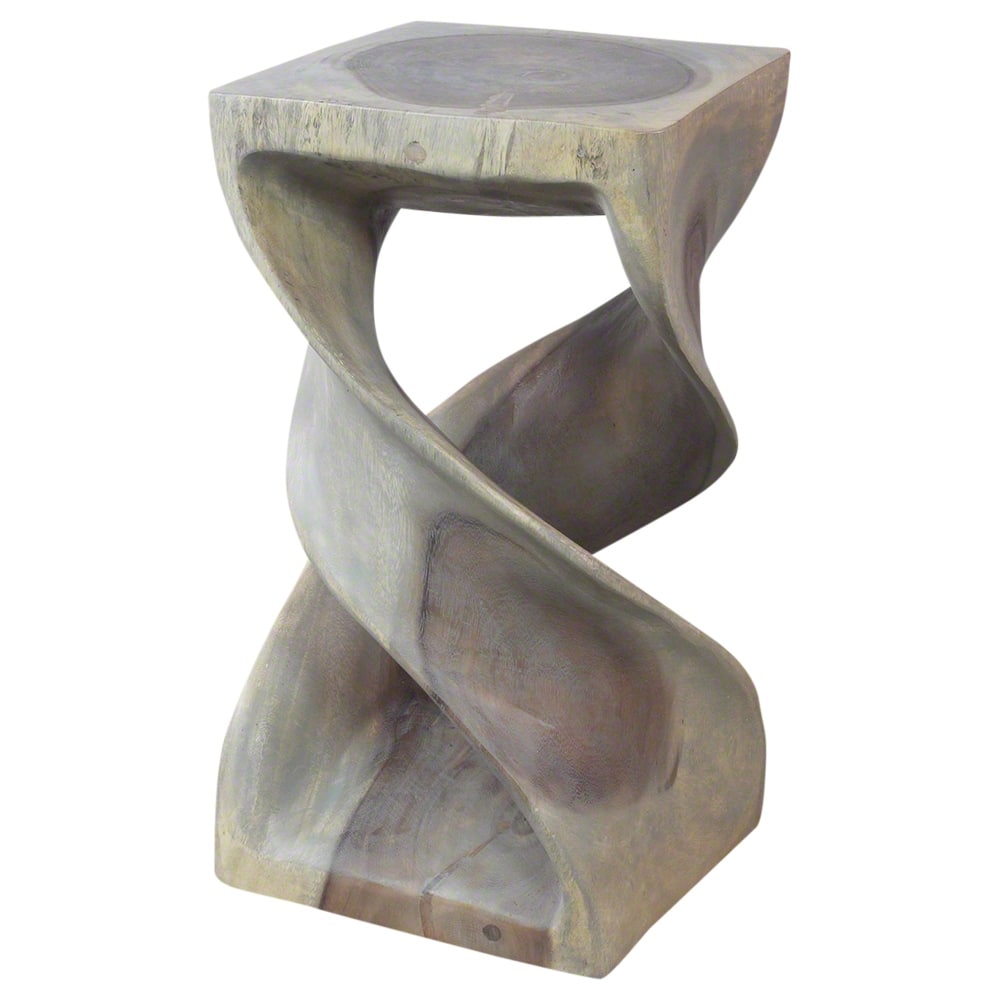 Haussmann® Wood Double Twist Stool Table 12 in SQ x 23 in H Grey Oil - 12 x 12 x 23