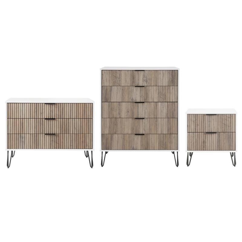 Manhattan Comfort 3-Piece Dumbo Modern Multi Dresser Nighstand Set