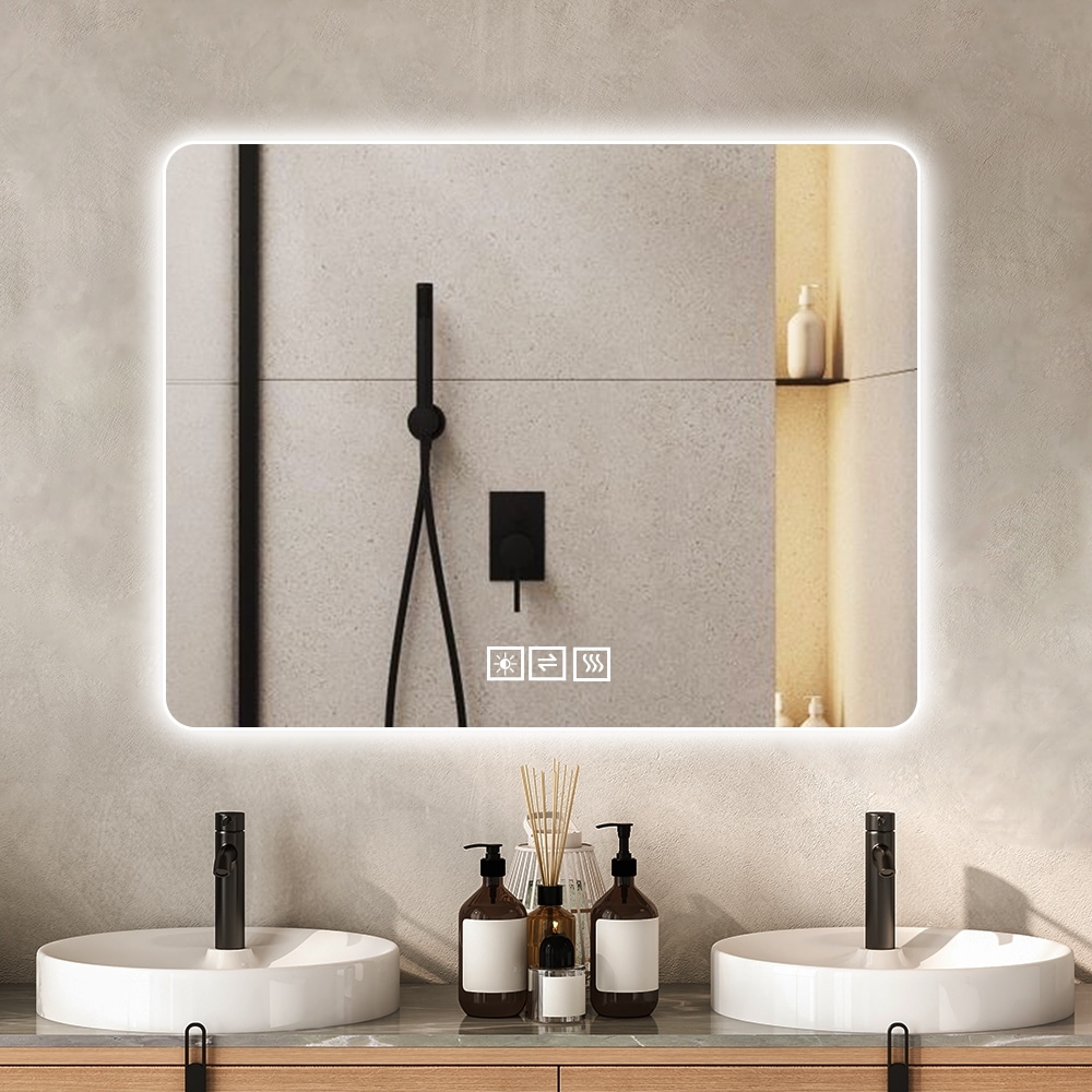 28*36Inch Bathroom Mirror with Led Lights Front and Backlit,Anti-Fog Lighted Vanity Mirrors,5 level Dimmable,Horizontal/Vertical