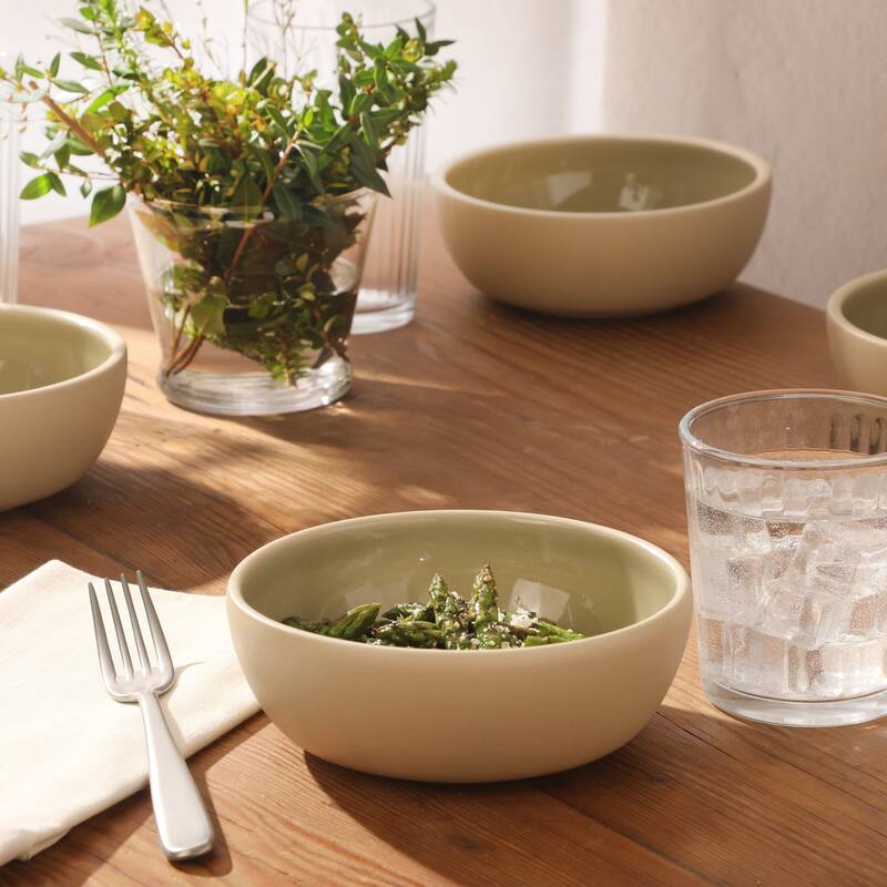 Gibson Elite - Made in Portugal - Port Gaia 4 Piece Cereal Bowl Set, 6.2" Stoneware Reactive Glaze, Dessert & Snack Bowls