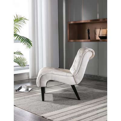 Velvet Tufted Armchair, Upholstered Barrel Chair,for Living Room,Beige