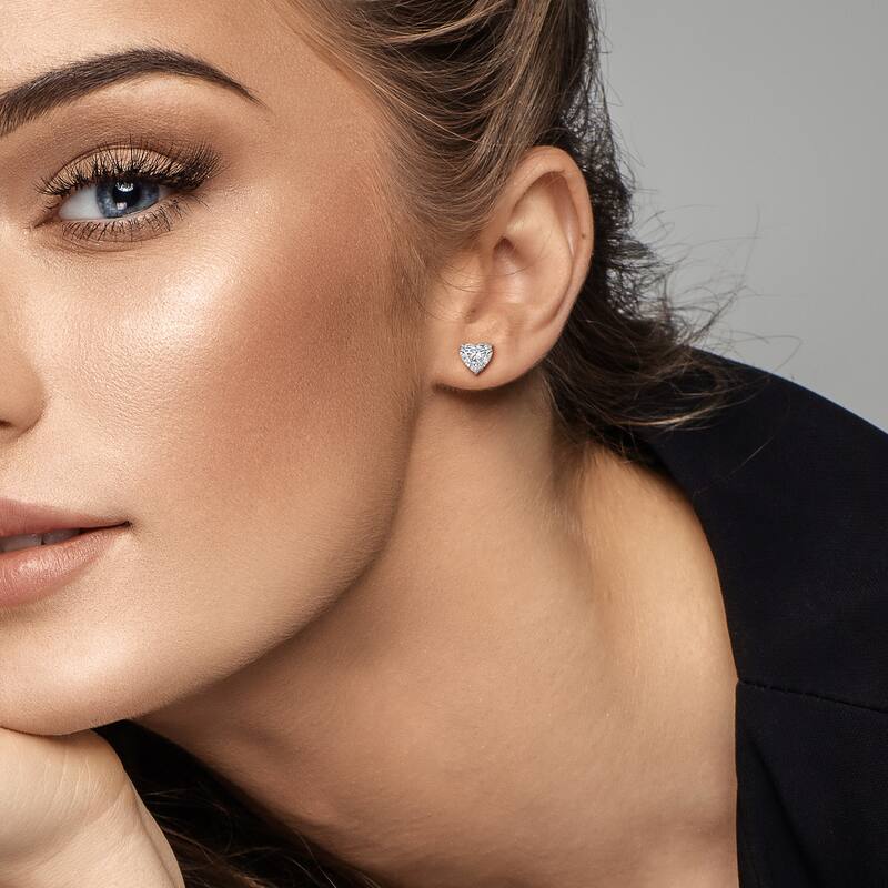 Miadora 3ct TW Heart-Cut Lab-Grown Diamond Stud Earrings in 14k White Gold