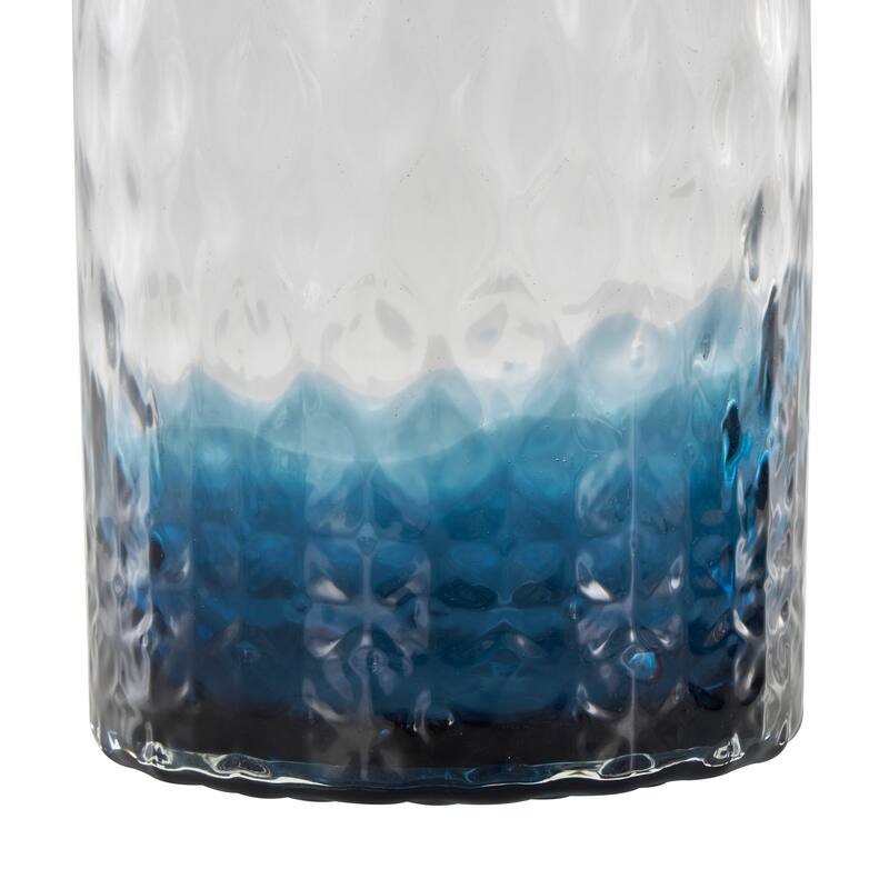 Orange or Dark Blue Glass Faceted Ombre Geometric Decorative Jars with Diamond Knobs (Set of 2)