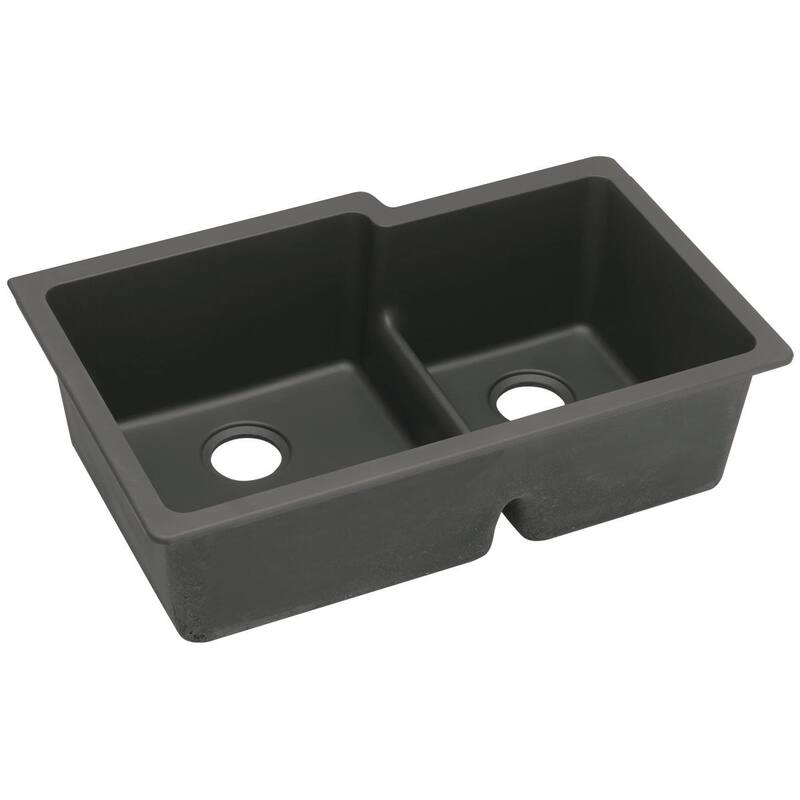 Elkay Quartz Classic 33" x 20-1/2" x 9-1/2", Offset 60/40 Double Bowl Undermount Sink with Aqua Divide