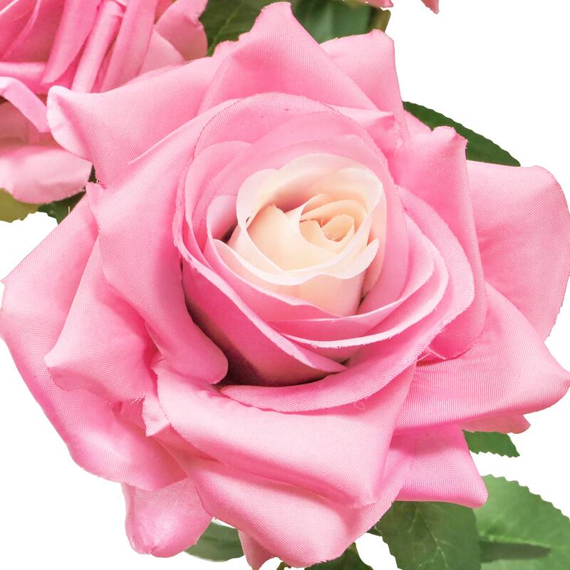 Deluxe Pink Artificial Rose Flower Stem Hanging Spray Bush 50in - 50" L x 17" W x 6" DP