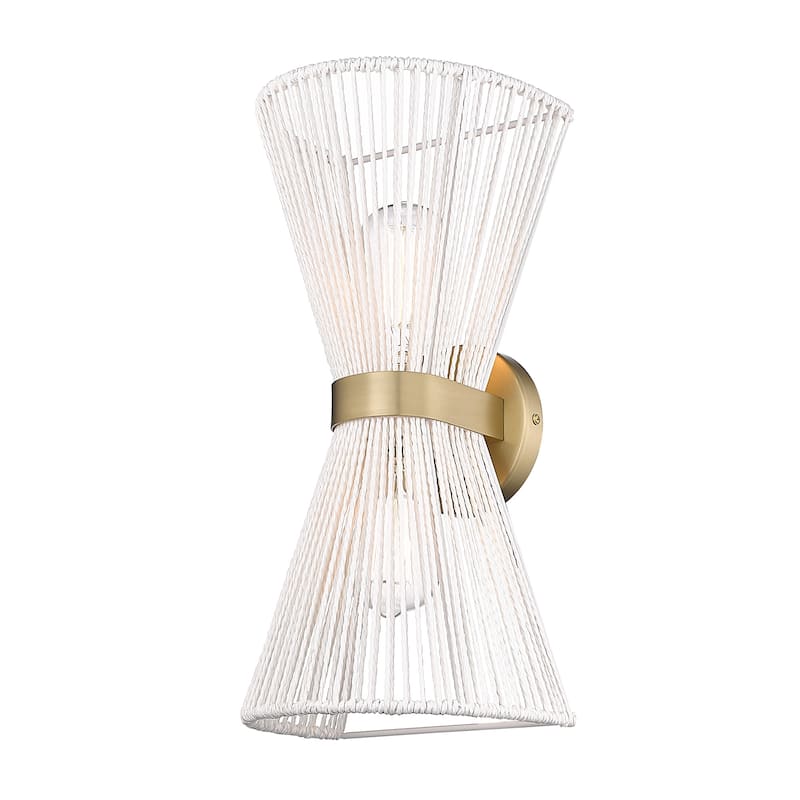Avon 8" Wide 2-Light Wall Sconce with Rope Shade - N/A - Brushed Champagne Bronze with White Raphia