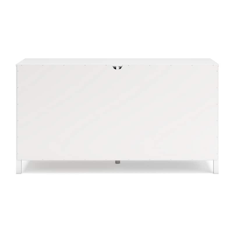Kally Wide Dresser, 6 Drawers, Modern Matte White Wood Finish, 61 Inch
