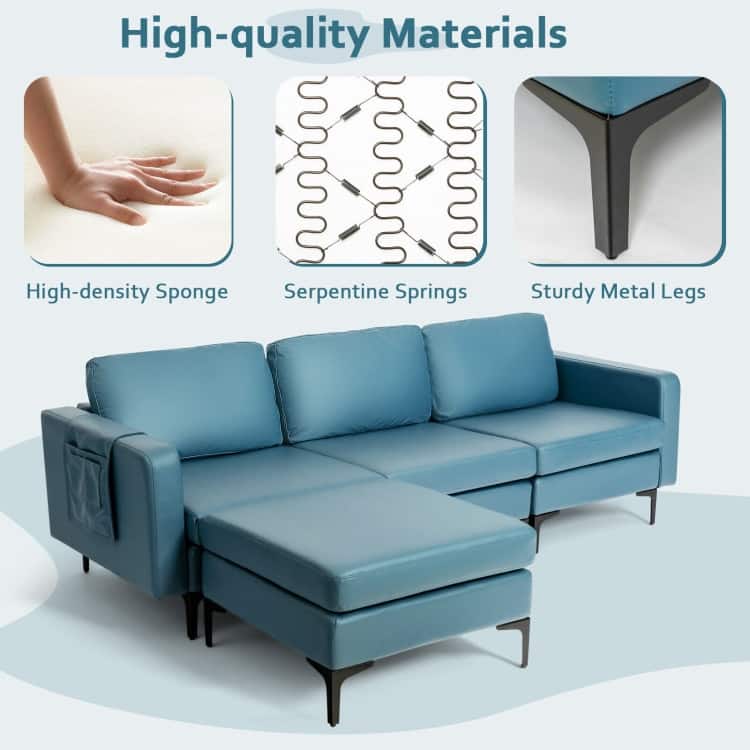 Modular L-shaped Sectional Sofa with Reversible Chaise and 2 USB Ports - 94.5" x 63" x 32.5"(L x W x H)