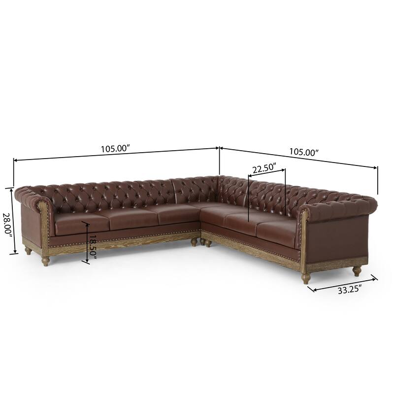 Castalia Chesterfield Tufted 7-seat Sectional Sofa by Christopher Knight Home - 114.00" L x 70.00" W x 31.50" H