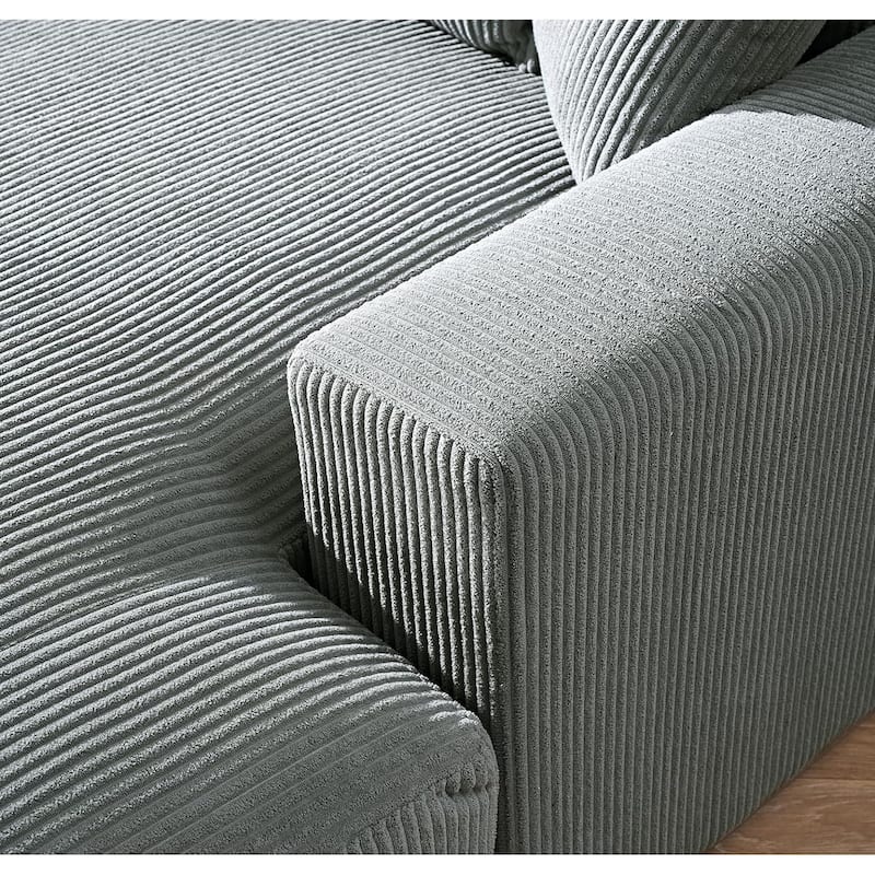 US Pride Furniture Luxe Oversized Soft Corduroy Fabric Chaise Sofa for Living Room and Bedroom