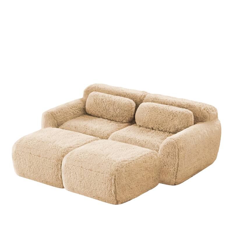 Roomfitters 80" Soft Plush Boneless Sofa with Chaise, No Assembly 32D Sponge Couch