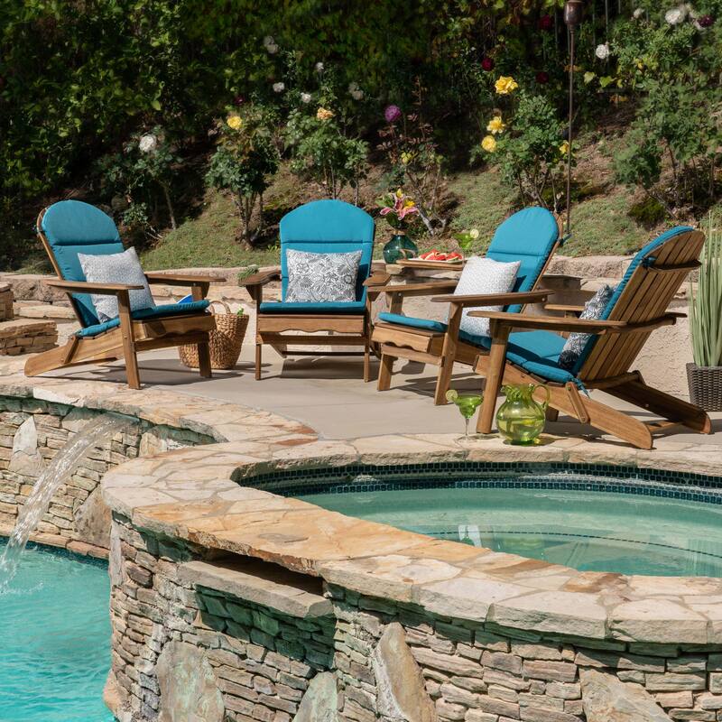 Malibu Outdoor Adirondack Chair Cushion (Set of 4) by Christopher Knight Home - Dark Teal