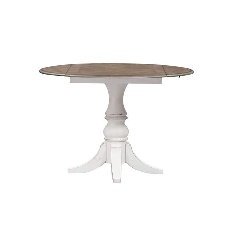 Magnolia Manor Antique White Weathered Bark Drop Leaf Table