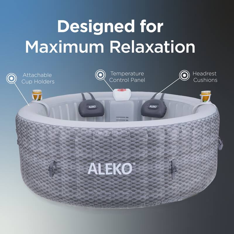 ALEKO Hemp Rope Round Inflatable 4 prs Hot Tub with Energy-saving Cover & Jets