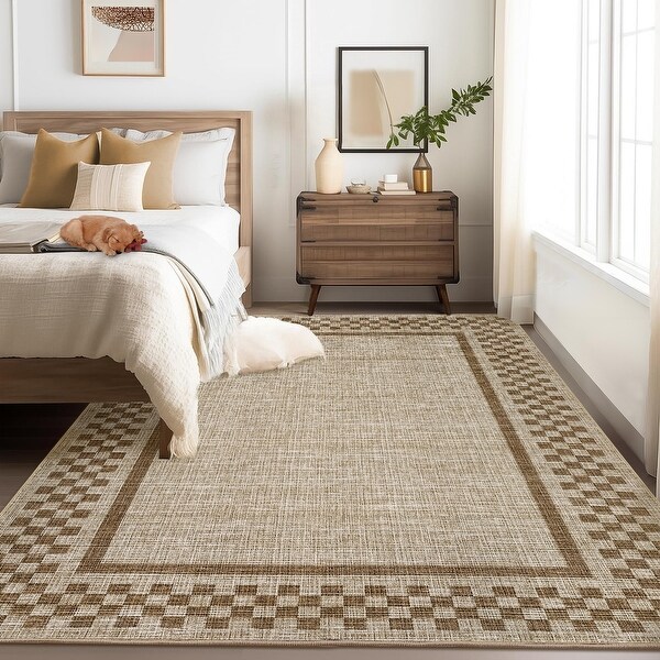 Garvee Small Square Geometric Bordered Area Rug - Bed Bath