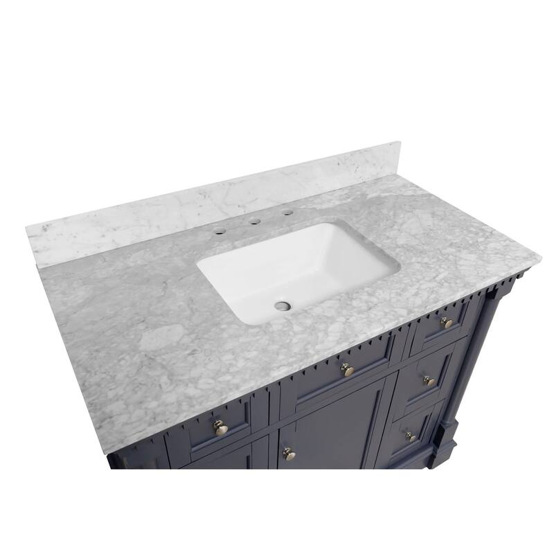 KitchenBathCollection Sydney 42" Bathroom Vanity with Carrara Marble Top