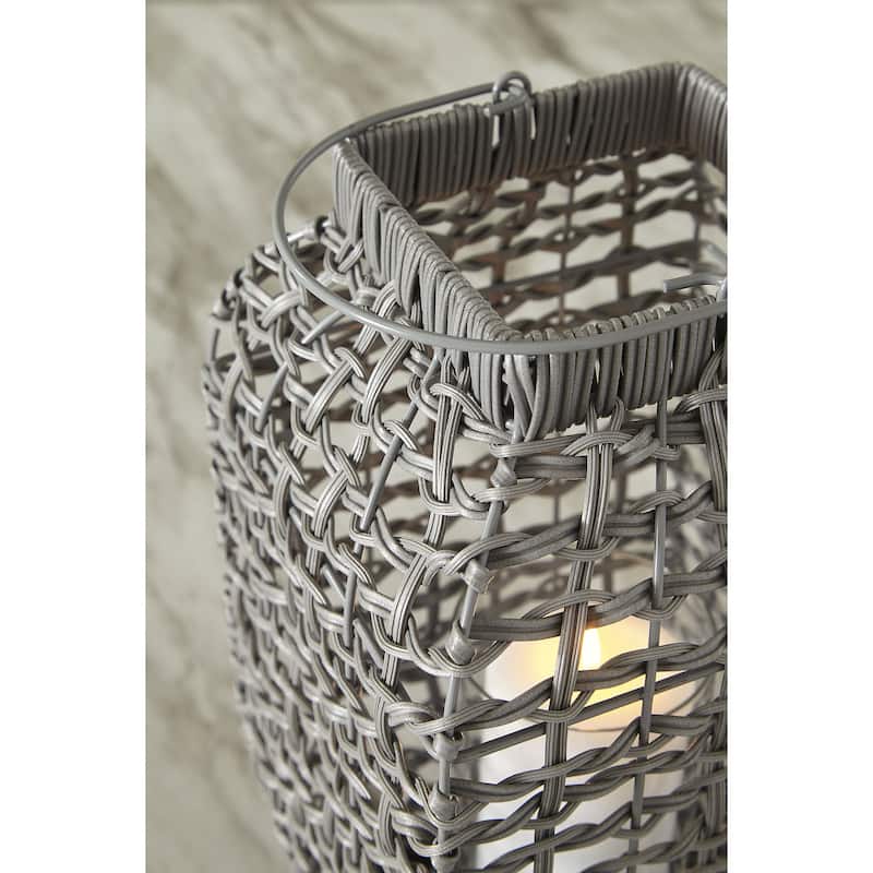 Ashley Furniture Evonne Antique Gray Lantern - 9"W x 9"D x 17"H