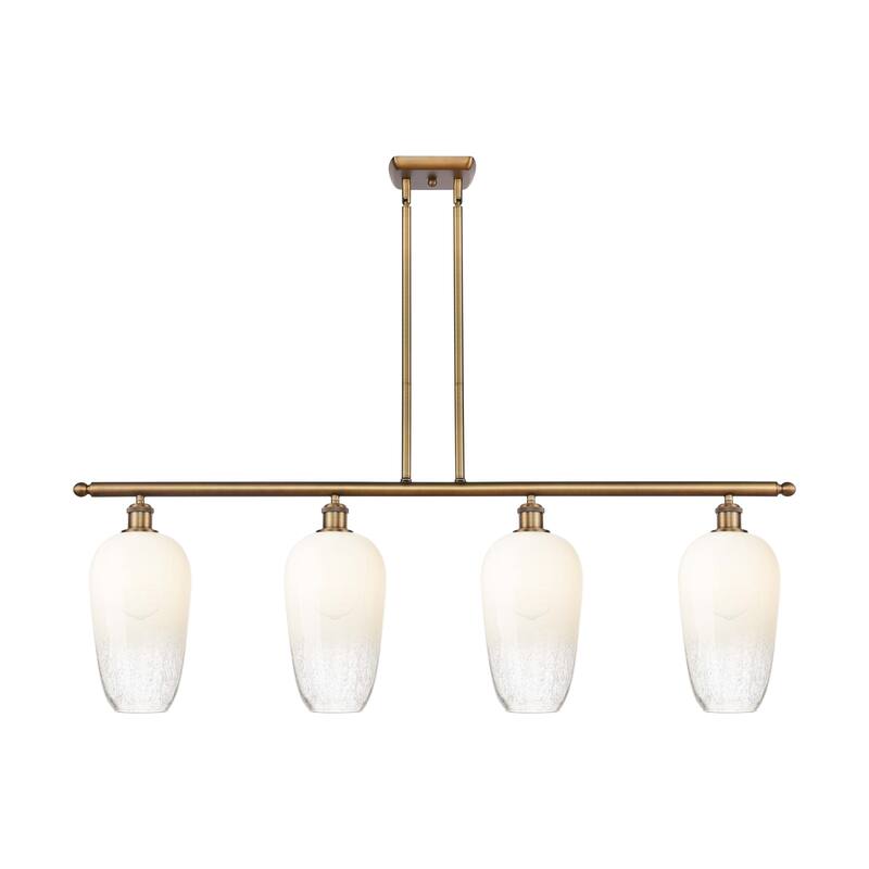 Innovations Lighting Endless Possibilities Ballston - Brookhaven Flute - 4 Light 48" Stem Hung Island Light - Brushed Brass/Opal