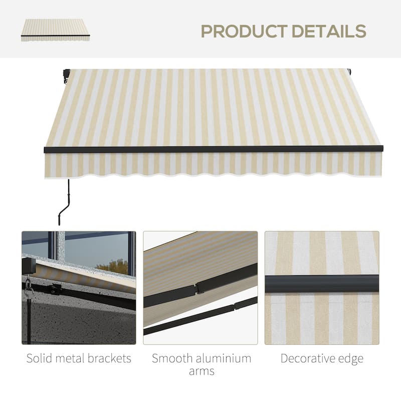 8' x 6.5' Retractable Awning, Awning Sunshade Shelter with Manual Crank Handle, 280gsm UV Resistant Fabric and Aluminum Frame